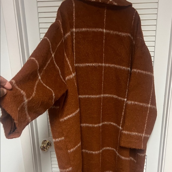 Old Navy 4X Rust Plaid Relaxed Soft-Brushed Overcoat NEW!!! - Picture 11 of 16